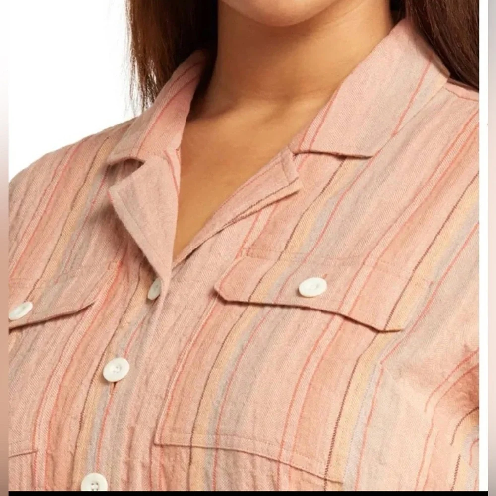 NEW MADEWELL - stripe stretch oversized button down - Picture 3 of 6
